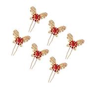 HONMEET Elegant Butterfly Pearl Rhinestone Hairpin Large u Shaped French Hair Sticks for Wedding