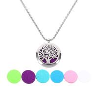 HONMEET Essential Oil Necklace Tree Modeling Stainless Steel with Replaceable Felt Pad Practical Diffuser Necklace for Women Casual Wear Color