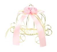 HONMEET European Style Pumpkin Cart Candy Box for Halloween and Wedding Pink Iron Art Candy Wrapping Box Creative Pumpkin Crown Design Treat Pack for Party Favors and Small Storage