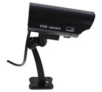 HONMEET Fake Cctv Camera Outdoor Dummy Security Camera with Flashing LED Red Light and Adjustable Bracket, Waterproof Abs Material for Shops and House, Black Colour without Battery