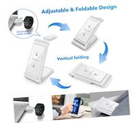 HONMEET Fast Charging Foldable Wireless Charging Stand Compatible with Apple Watch Phones and Earphones Portable Wireless Charge Station with Tilt Angle Type-c to Type-c USB Charger Dock