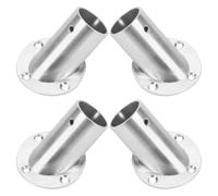 HONMEET Flange Socket Brackets 4Pcs Stainless Steel 90-Degree Angled Clothes Rod Holders for Closet Wardrobe Corner Rail Supports and Towel Hanging