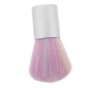 HONMEET Fluffy Nail Dust Brush with Rainbow Faux Bristles Ergonomic Short Handle Manicure Cleaner for Gentle Nonshedding Nail Art Powder Removal and Precise Makeup Care Tool