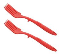 HONMEET Fried Noodle Fork Large Silicone 2Pcs Red No Burrs Fork for Pasta Salad Mixing Serving Home Kitchen
