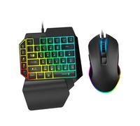 HONMEET Gaming Keyboard Backlight and Ergonomic Mouse for Gaming at Home Dorm, One Handed Use