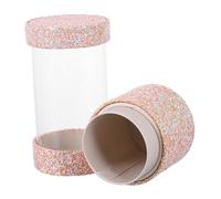 HONMEET Glitter Makeup Brush Organizer Transparent Two-cup Storage Holder for Makeup Brushes Elegant Display for Vanity and Dresser Cosmetic Tool Box to Keep Your