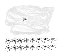 HONMEET Glow Dark Stretchable Spider Web Halloween Decoration with Black Fake Spiders Realistic Cobweb Craft Material for Spooky Wall and Haunted House Party Decor