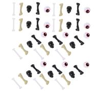 HONMEET Halloween Realistic Hollow Eyeballs and Skull Bone Miniature Skeleton Decorations for Halloween Party Plastic Scary Eyes Balls for Crafting and Haunted House Displays