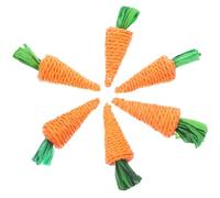 HONMEET Hand Woven Straw Carrot Chew Natural Orange 6pcs for Teeth Care and Chewing Fun for Hamsters and Guinea Pigs Small Animal to Put the Cage