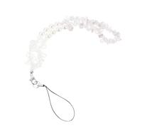 HONMEET Handmade White Natural Pearl Crystal Beaded Mobile Phone Chain Anti-lost Hanging Charm for Smartphones DIY Phone Accessory