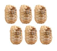 HONMEET Handwoven Bamboo Finch Nest Box 6Pcs 10X7X12Cm Easy to Hang and Breathable for Birds Hooked on Your Porch