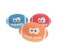 HONMEET Interactive Squeaky Rugby Ball Dog Random Color 3pcs Made of Sturdy Latex and Entertaining Pets with Engaging Sounds and Chewable Design for Outdoor Dog Playing