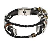 HONMEET Leather Watch Bracelet Band Replacement Strap for Women Compatible with Fitbit Luxe Vintage Bohemian Style Beaded DIY Wristband in Black Craftsmanship Stylish for Birthdays