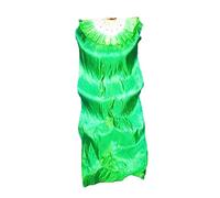 HONMEET Lengthened Silk Belly Dance Fan Gradient Green Color Handmade Flexible Bamboo Frame Lightweight Handheld Veil for Stage Performances Folk Competitions and Fitness Dancing