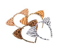 HONMEET Leopard Hair Hoop Animal Ear Headband 4Pcs 21X13.5Cm Portable Comfortable Fabric Headwear for Girls Women Costume Party Accessories