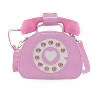 HONMEET Lovely Phone Shaped PU Crossbody Handbag with Detachable Strap | Retro Pink Finish, Telephone Number Detail, Smooth Stitching, Comfortable Hand Feel, Practical Carry Use