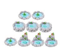 HONMEET Micro Landscape Pond 9pcs Resin Mini Pond Decor Set with Lotus Flowers, Lightweight and Realistic Garden Ornament for Fairy Garden, Home Decoration and Photo Props