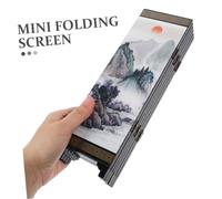 HONMEET Mini Chinese Style Folding Screen Divider Desktop Ornament Small Antique Wall Panel Screen Model for Living and Office Decoration Detailed Craftsmanship with Natural Texture and