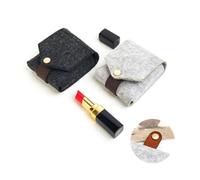 HONMEET Mini Portable Felt Makeup Bag with Snap Button Closure Compact Lipstick Holder with Interior Mirror Dark Grey Travel Cosmetic Pouch for Women Fits Lipsticks Dustproof and