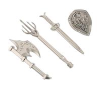 HONMEET Miniature Toy Swords and Shield Set for Boys Action Figure Accessories Fire Sword Trident Shield and Axe and Medieval Role Play Supplies
