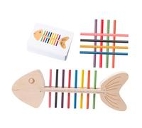 HONMEET Montessori Color Wooden Sorter Game for Educational Fish Bone with Double-sided Cards and Wooden Sticks Fine Motor Skills and Color Classification Learning for Age