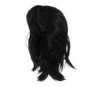 HONMEET Natural Black Short Bob Wig with Bangs for Women High Temperature Cosplay Hair Prop Realistic Texture Mushroom Style Easy Styling for Halloween Theme Parties