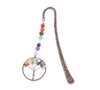 HONMEET Natural Crystal Life Tree Seven Chakra Bookmark with Colorful Gravel and Brass Material, Calming and Relaxing Book Page Ornament for Readers and Writers, for Business