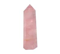 HONMEET Natural Pink Crystal Wand Hexagonal Healing Stone Smooth Surface Home Decor Tabletop Adornment for Meditation Office and Living