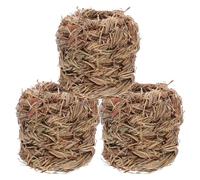 HONMEET Natural Woven Grass Hideout Nest 3Pcs for Dwarf Hamsters Gerbils and Mice Small Cage Durable House 3.5X3.5X4In