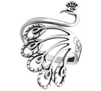 HONMEET Peacock Open Adjustable Ring Vintage Copper Ring for Ladies Featuring Classic Style and Function of Knitting Tool Suitable for Crocheting