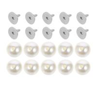 HONMEET Pearl Buttons Instant Decorative Buttons No Sew Button 100pcs White Artificial Pearl Alloy Easy to Remove for Shirts Hats DIY