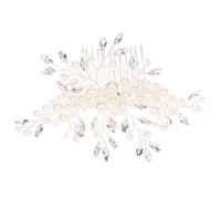 HONMEET Pearl Diamond Hair Comb Chic Bridal Headdress Silver Fashion Headwear for Wedding Parties Proms