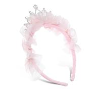HONMEET Pink Princess Birthday Crown Headband with Rhinestones and Mesh Fabric Lightweight and Secure Tiara for Party Wedding and Special Occasions Accessory