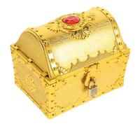 HONMEET Pirate Treasure Chest for Large Gold Retro Jewelry Box Creative Plastic Storage for Classroom Roleplay Party Favors Candy Holder Imaginative Play Prop