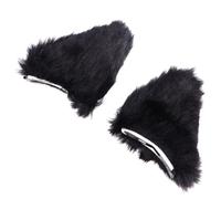 HONMEET Plush Cat Ear Hair Clips 2 Pieces Black Inner Fur Pair Unique Halloween Hair Accessories Barrettes for Girls and Cosplay