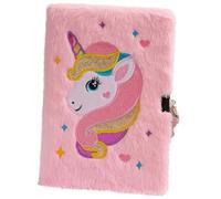 HONMEET Plush Unicorn Notebook with Lock for Adorable Decorative Notepad for Boys Soft Cover Diary for Writing and Drawing Daily Journal for School and Home Use