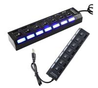 HONMEET Port USB Hub Multi Charger with High-speed Adapter Off Switch for Laptop PC Mbps Data Transfer Protection Ergonomic Design Black