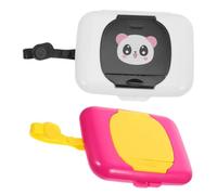 HONMEET Portable Baby Wipes Storage Box, Refillable Wet Tissue Holder with Panda Design, Travel-Friendly Small Wipe Dispenser for Infant Care, 2pcs (Purple Black, Assorted Style