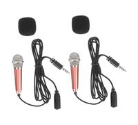 HONMEET Portable Mini Microphones Light Weight and Sturdy and for Phone and Tablet 2pcs Sturdy Handheld Condenser Microphone with Human Voice, Simple to Use, Golden Stainless Steel Design