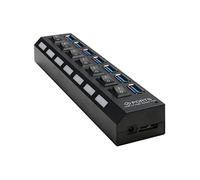 HONMEET Ports USB Hub Splitter Adapter for Laptop PC USB Hub for Computer Individual Power Switch for Fast Data Transfer