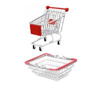 HONMEET Premium Stainless Steel Pretend Play Grocery Basket and Shopping Cart Strong and Sturdy for Role Play Sized for Little Hands Multi-purpose for Food Presentation and Supermarket