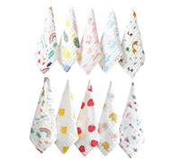 HONMEET Pure Cotton Baby Face Towels 10pcs 6-Layer Muslin Washcloths Newborn Soft Saliva Handkerchiefs for Infant Bathing and Face Washing 30x30cm Unisex Random Style