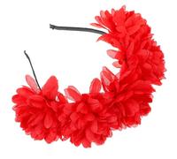 HONMEET Red Flower Wedding Headband Bridal Hair Accessory Large Floral Headdress for Bride Wedding Garland Hairband and Special Occasions