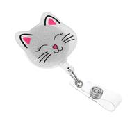 HONMEET Retractable Cute Cat Badge Reels with Alligator Clip Sturdy Id Card Badge Holder for Nurses Doctors Medical Staff Stylish Animal Name Tag Holder for Daily Use