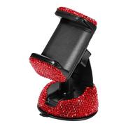 HONMEET Rhinestone Car Phone Mount Holder with Suction Cup for Air Vent and Dashboard Fits Smartphones Easy Installation and Bling Design Single Red Diamond