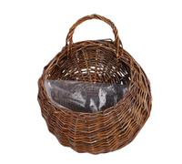 HONMEET Rustic Hanging Wall Basket Handmade Rattan Wicker Flowerpot with Fibres Material and Wall-mounted Decorative Design for Home and Family Garden Use in Coffee Colour