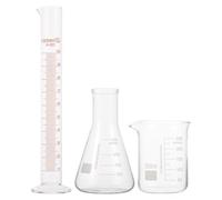 HONMEET Scientific Side Laboratory Measuring Glass Cylinder and Conical Flask Beaker Set with Accurate Measuring, No Leakage, 100ml and 250ml Capacity for Baking and Cooking