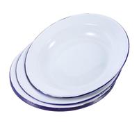 HONMEET Set of 5 Small Plates Vintage Enamel Round Plates with Stackable Design Multifunctional Use for Serving Dish for Restaurants and Banquets Classic White Enamel Food Dishes