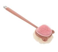 HONMEET Silicone Dual-Sided Bath Back Scrubber Red Body Shower Brush Long Handle Exfoliating Shower Brush for Men and Women