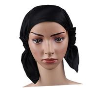HONMEET Silk Maternal Sleep Hat for Women Comfortable Elastic Hair Mobcap for Sleeping Makeup and Face Washing for Special Occasions Black